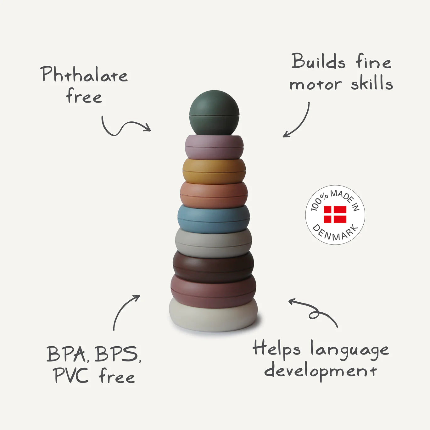 Mushie Stacking Rings Toy - Rustic