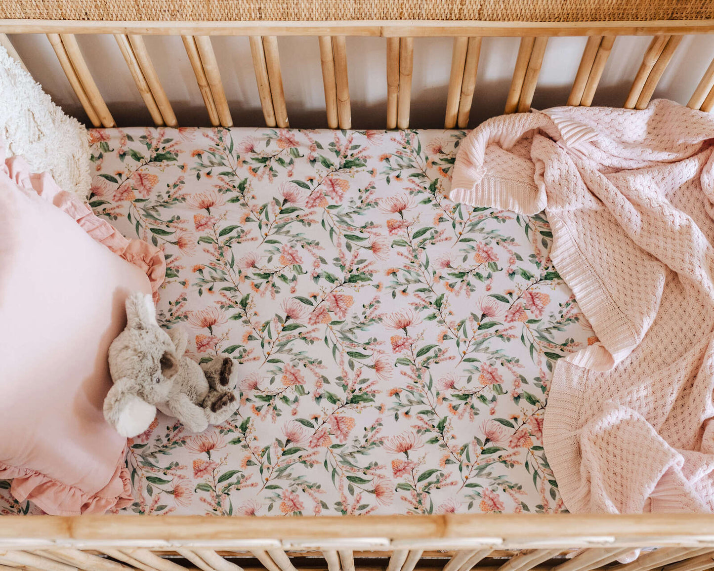 Snuggle Hunny Cot Sheet- Wattle