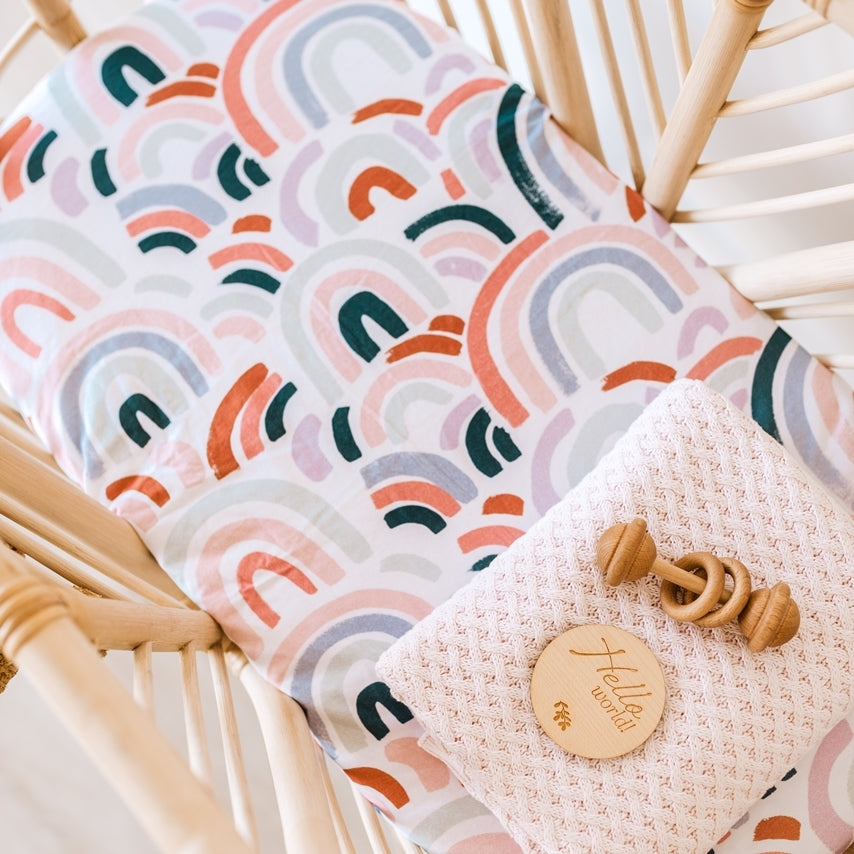 Snuggle Hunny Bassinet Sheet- Rainbow Baby