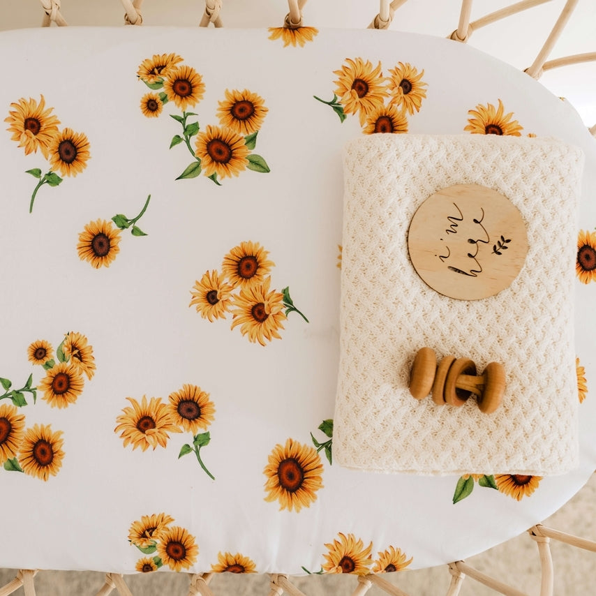 Snuggle Hunny Bassinet Sheet- Sunflower