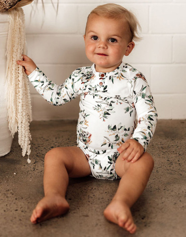 Snuggle Hunny Long Sleeve Bodysuit- Eucalypt
