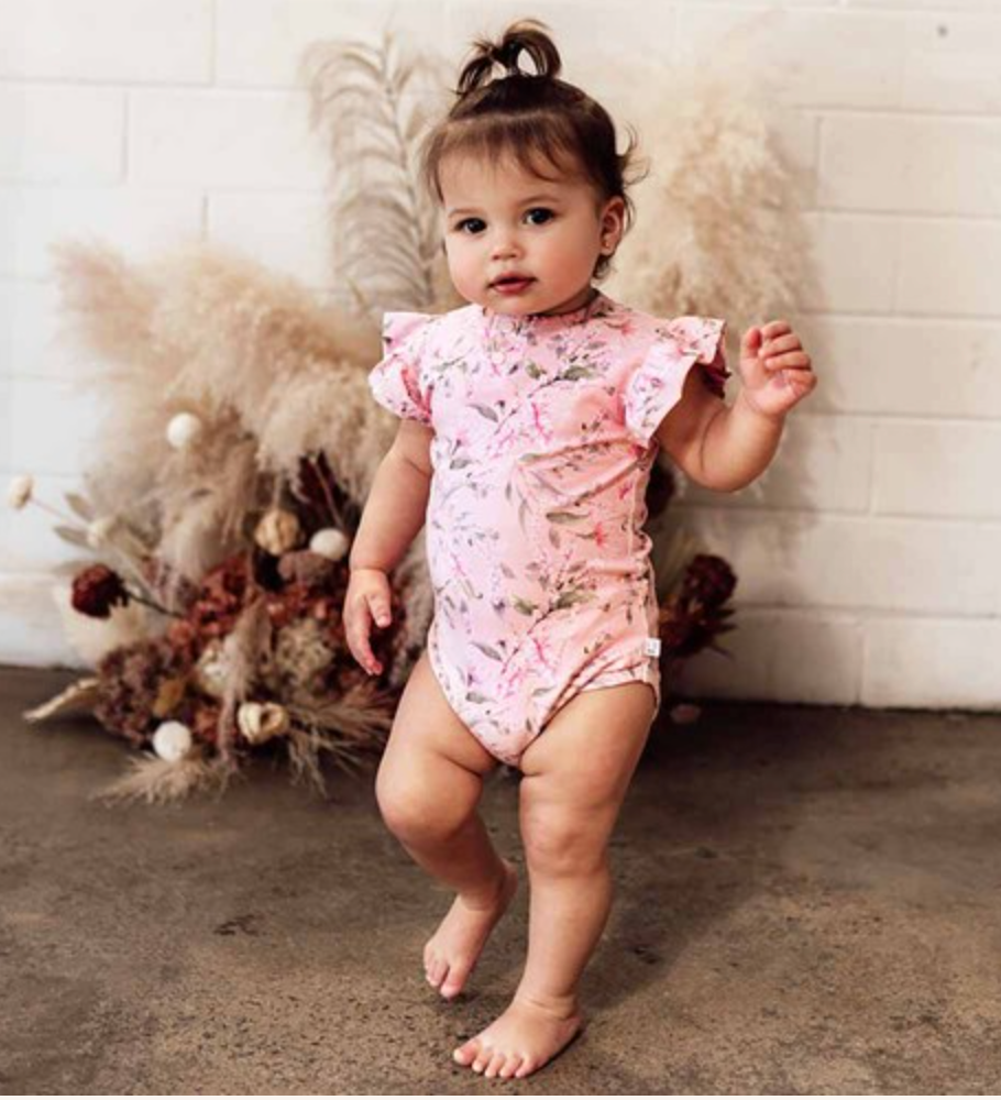 Snuggle hunny short sleeve bodysuit - Pink Wattle (6-12)