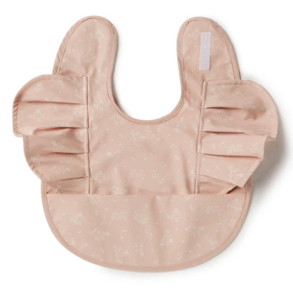 Snuggle Hunny Waterproof Bib - Dusty Rose Flower Frill