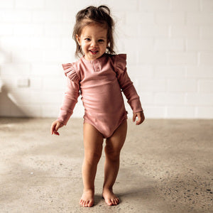 Snuggle Hunny Long Sleeve Bodysuit- Rose