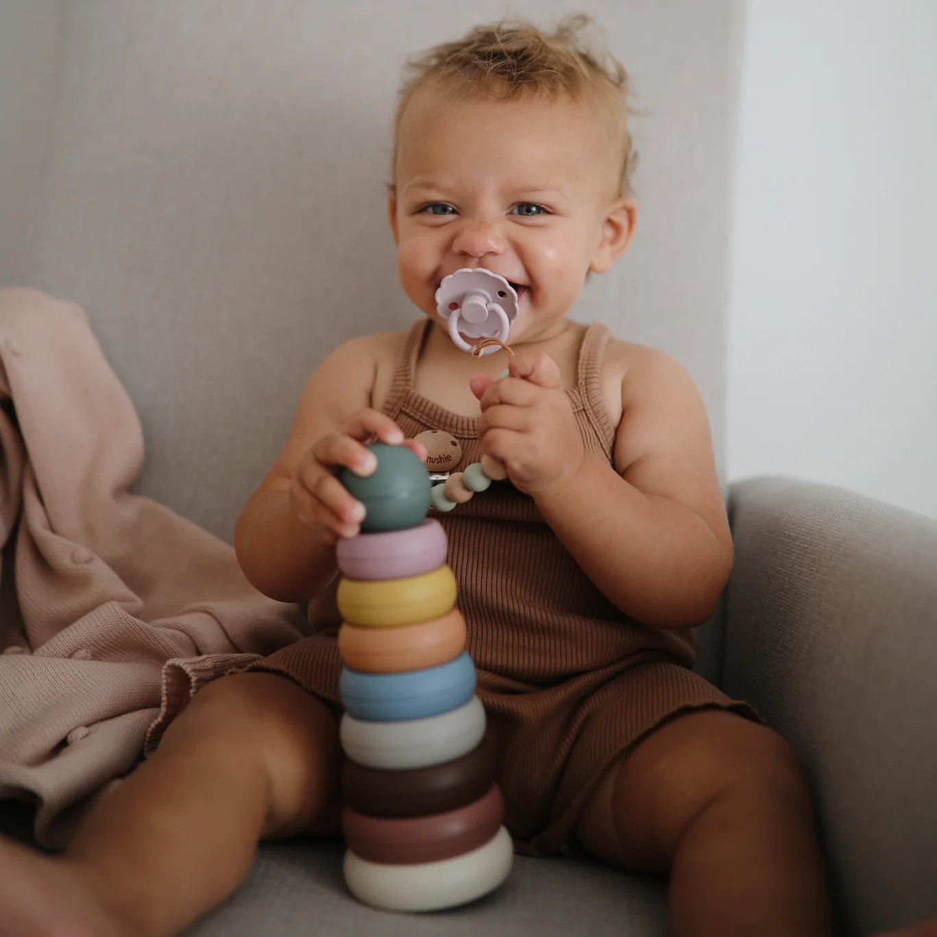 Mushie Stacking Rings Toy - Rustic