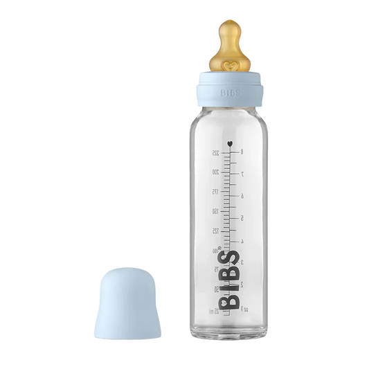Bibs Baby 225ml Glass Bottle - Baby Blue