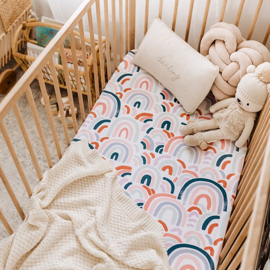 Snuggle Hunny Cot Sheet- Rainbow Baby