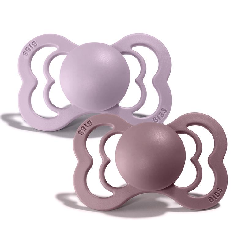 BIBS Pacifiers Dusky Lilac/Heather Supreme Twin Pack Silicone