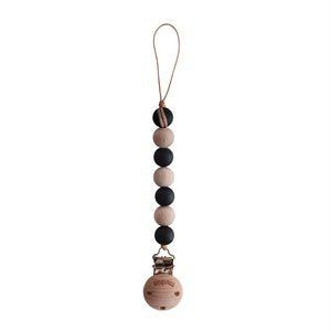 Mushie Pacifier Clip - Eden Black