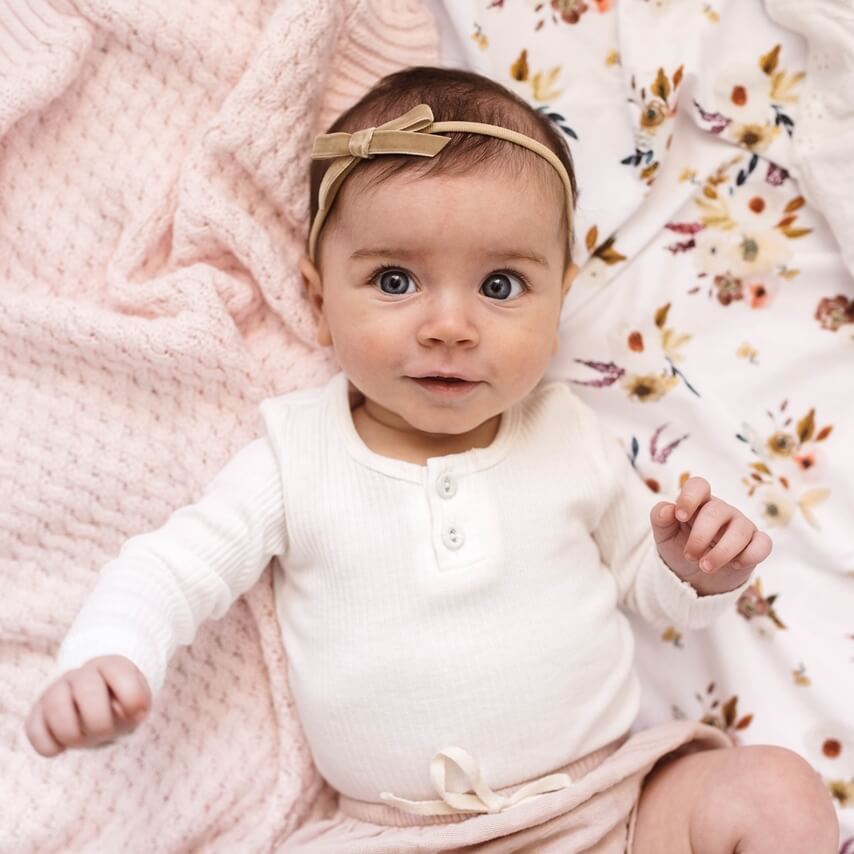 Velvet Baby Headbands - Pebble