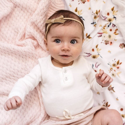 Velvet Baby Headbands - Pebble