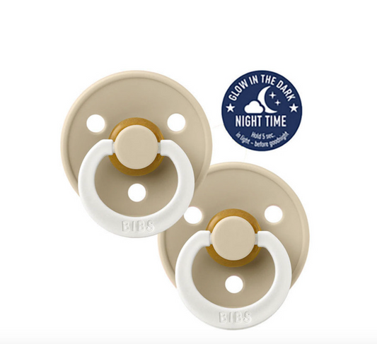 Bibs Pacifiers - Twin Pack - (NIGHT) Vanilla