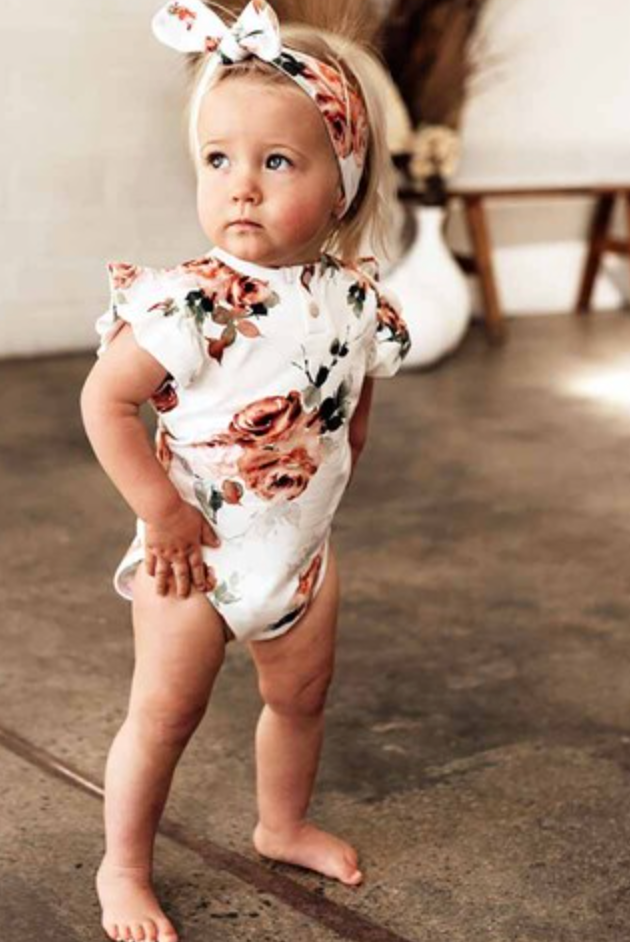 Snuggle hunny short sleeve bodysuit newborn (0000) - Rosebud