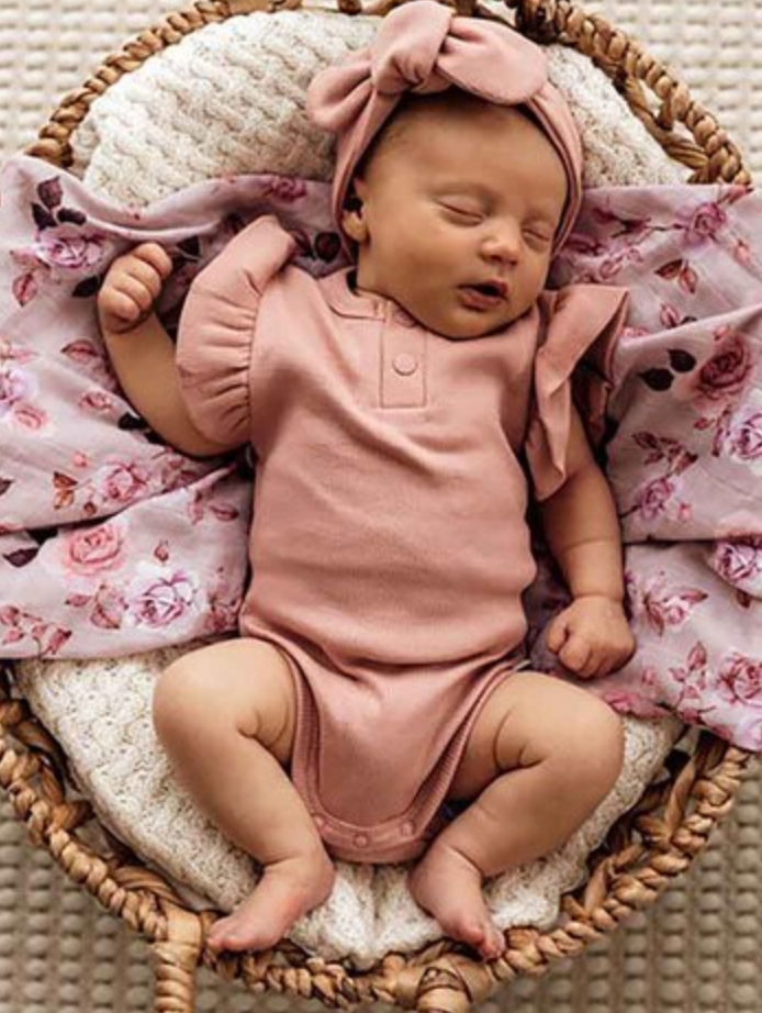Snuggle hunny short sleeve bodysuit newborn (0000) - Rose