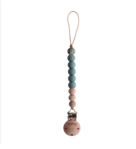 Mushie Pacifier Clip - Cleo Cadet Blue