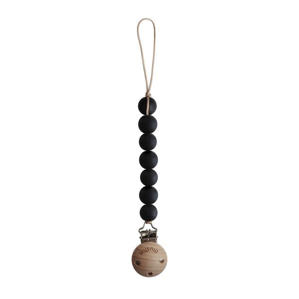 Mushie Pacifier Clip - Halo Black