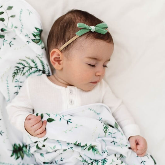 Velvet Baby Headbands - Olive Green