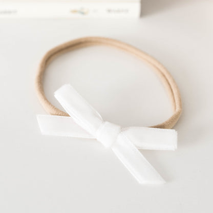 Velvet Baby Headbands - White